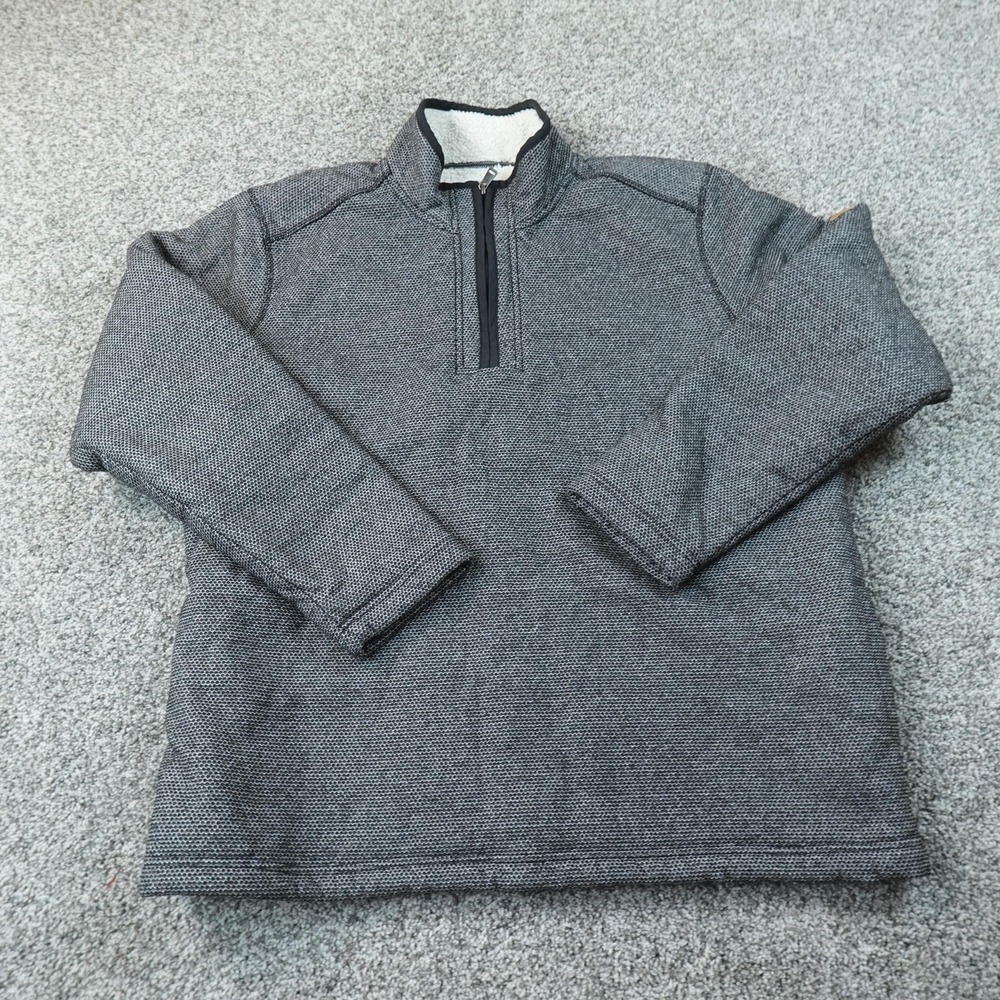 Orvis Jacket Mens 2XL Gray Fleece Sherpa Lined 1/4 Zip Mock Neck Pullover Hike